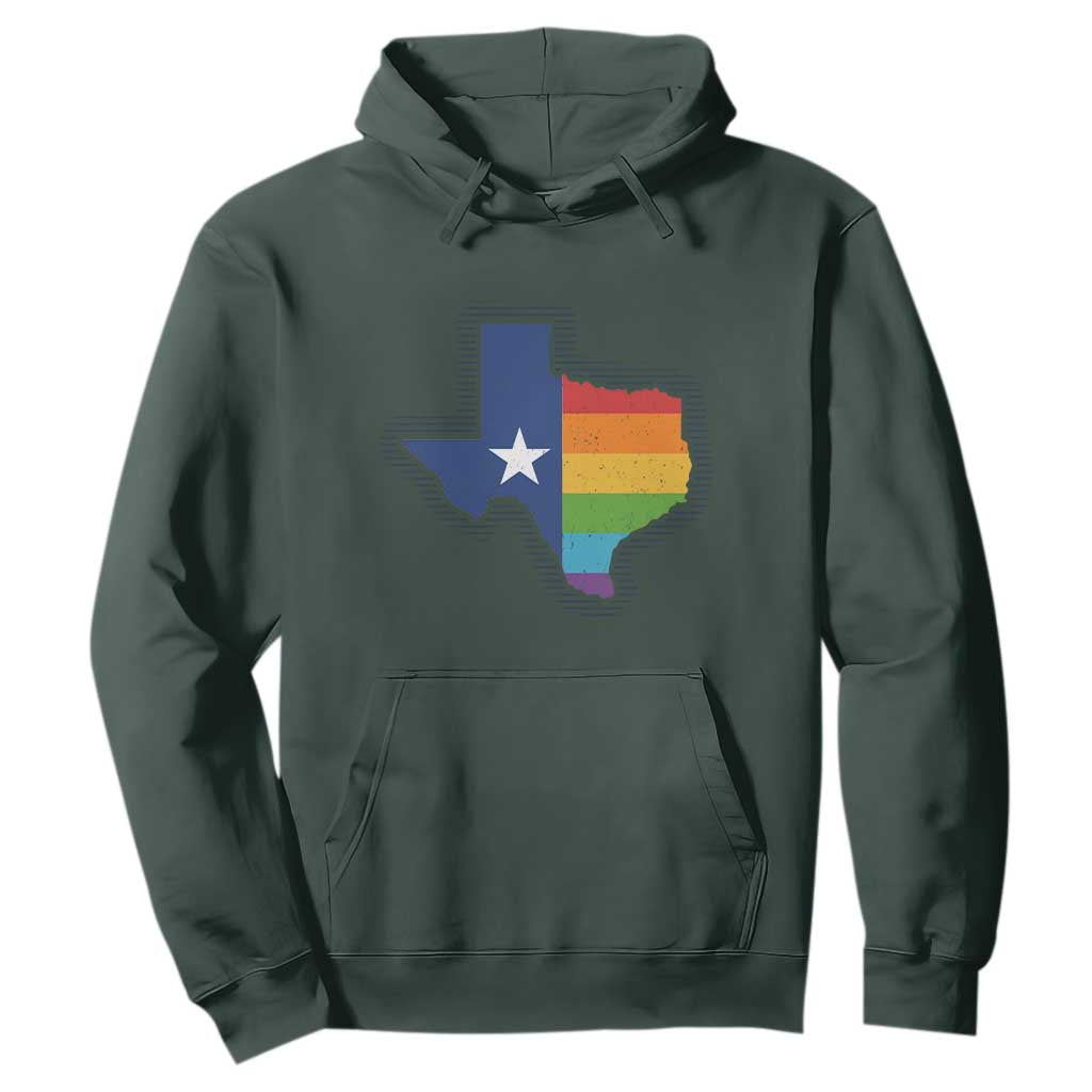 LGBTQ Texas State Flag Hoodie TS10 Dark Forest Green Print Your Wear