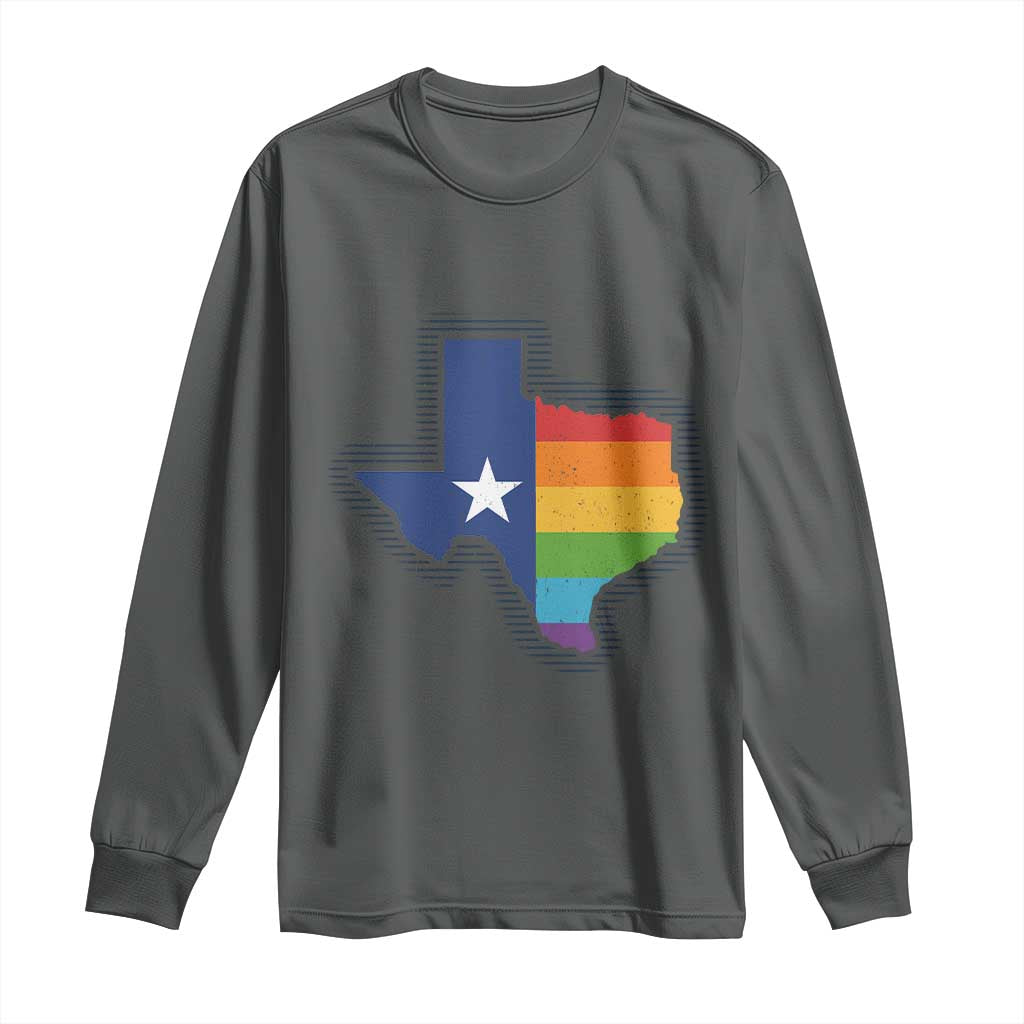LGBTQ Texas State Flag Long Sleeve Shirt TS10 Dark Heather Print Your Wear