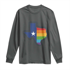 LGBTQ Texas State Flag Long Sleeve Shirt TS10 Dark Heather Print Your Wear