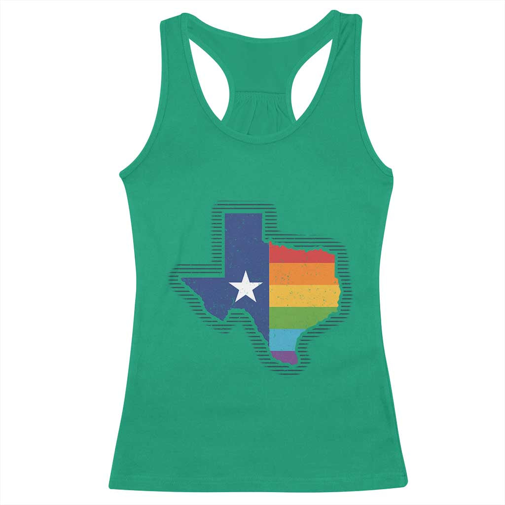 LGBTQ Texas State Flag Racerback Tank Top TS10 Irish Green Print Your Wear
