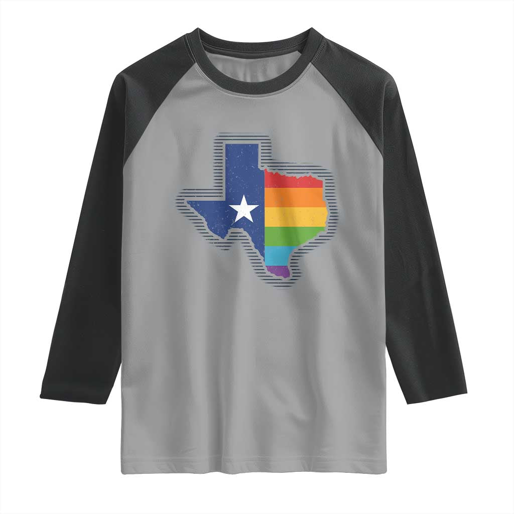 LGBTQ Texas State Flag Raglan Shirt TS10 Sport Gray Black Print Your Wear