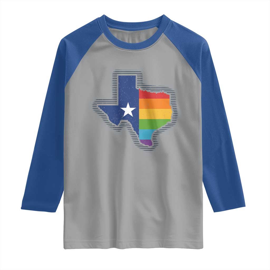 LGBTQ Texas State Flag Raglan Shirt TS10 Sport Gray Royal Print Your Wear