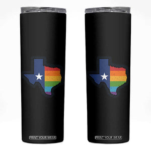LGBTQ Texas State Flag Skinny Tumbler TS10 Black Print Your Wear