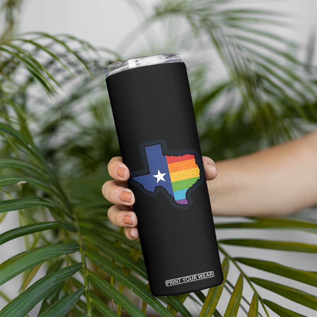 LGBTQ Texas State Flag Skinny Tumbler TS10 Print Your Wear