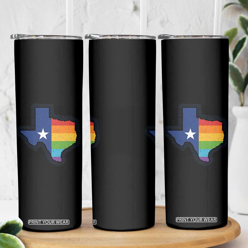 LGBTQ Texas State Flag Skinny Tumbler TS10 Print Your Wear