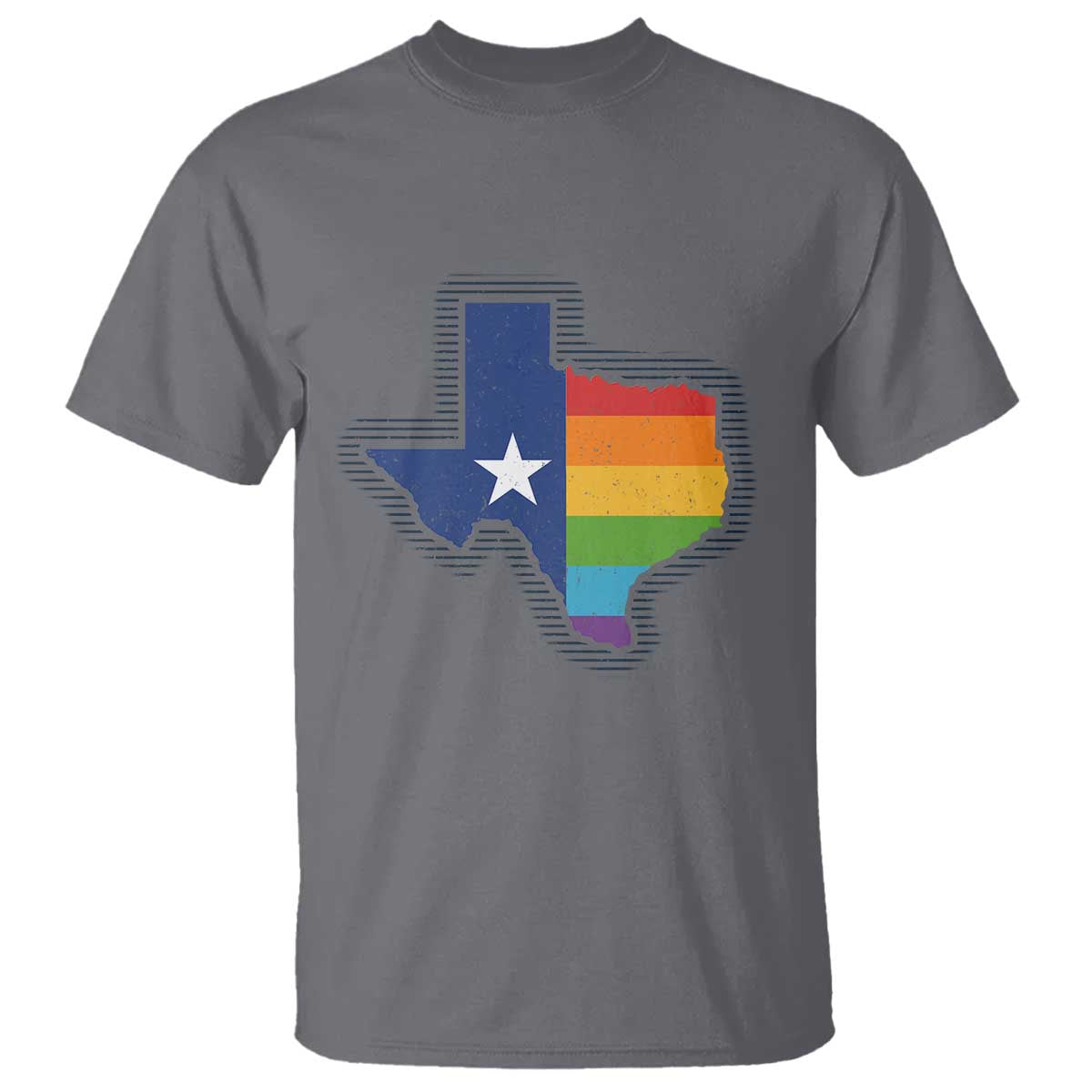 LGBTQ Texas State Flag T Shirt TS10 Charcoal Print Your Wear