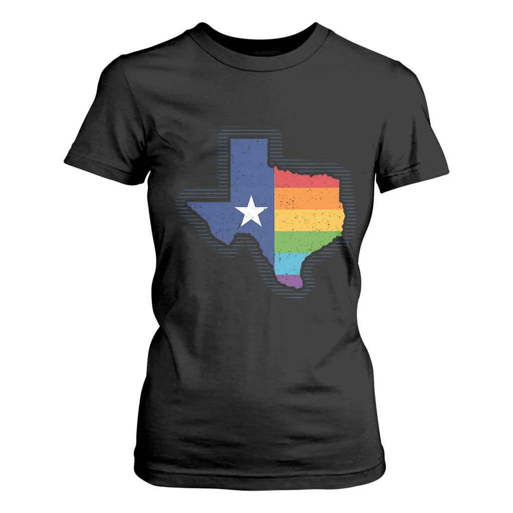 LGBTQ Texas State Flag T Shirt For Women TS10 Black Print Your Wear