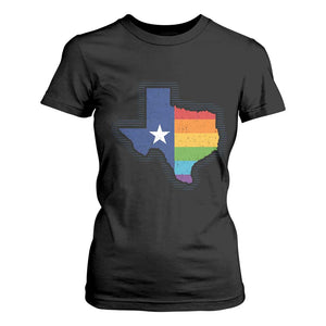 LGBTQ Texas State Flag T Shirt For Women TS10 Black Print Your Wear