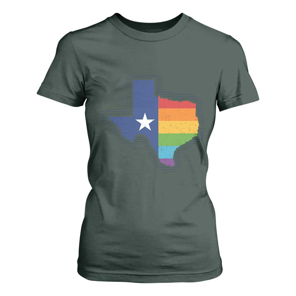 LGBTQ Texas State Flag T Shirt For Women TS10 Dark Forest Green Print Your Wear