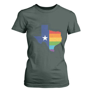 LGBTQ Texas State Flag T Shirt For Women TS10 Dark Forest Green Print Your Wear