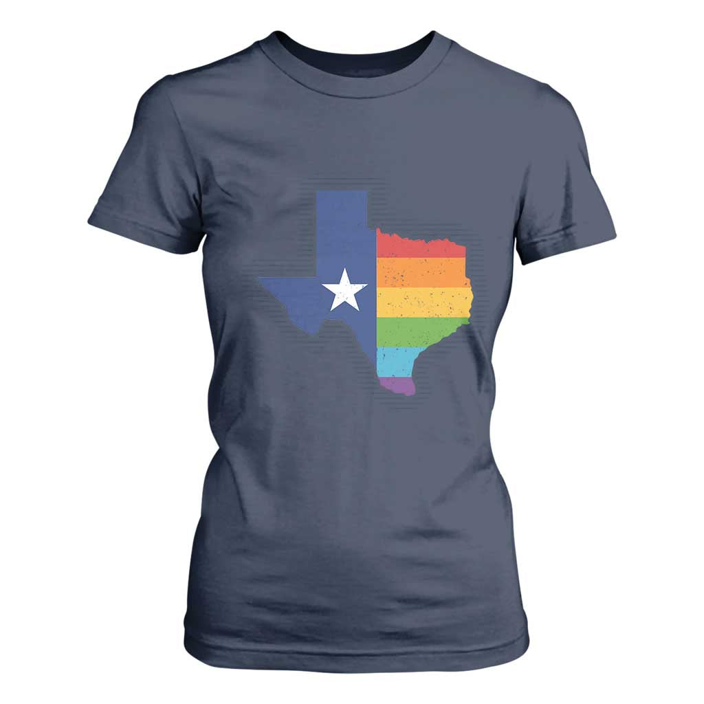 LGBTQ Texas State Flag T Shirt For Women TS10 Navy Print Your Wear