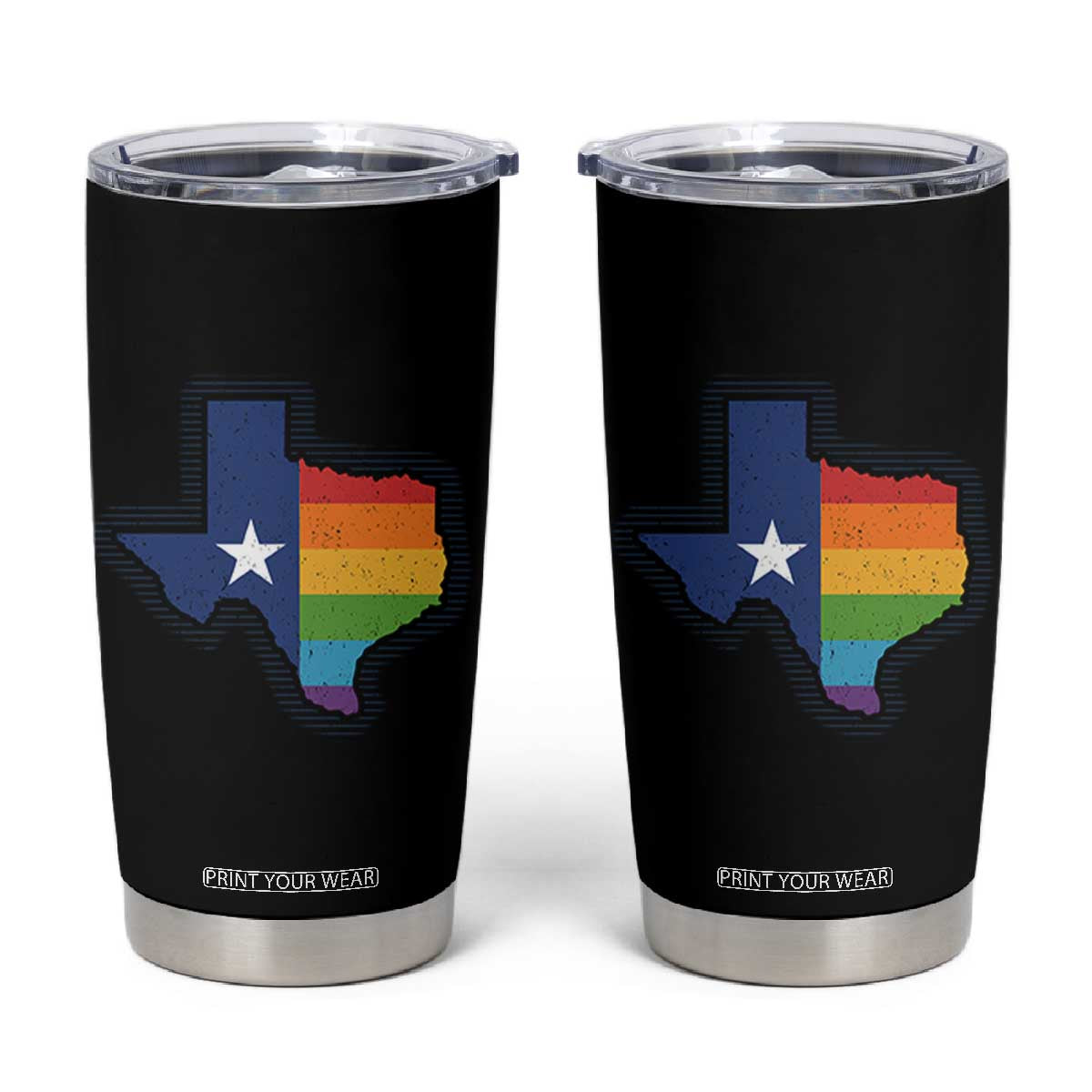 LGBTQ Texas State Flag Tumbler Cup TS10 Black Print Your Wear