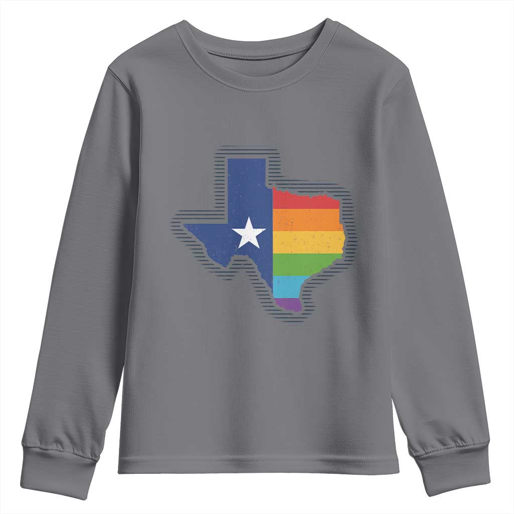 LGBTQ Texas State Flag Youth Sweatshirt TS10 Charcoal Print Your Wear