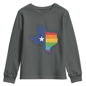 LGBTQ Texas State Flag Youth Sweatshirt TS10 Dark Heather Print Your Wear