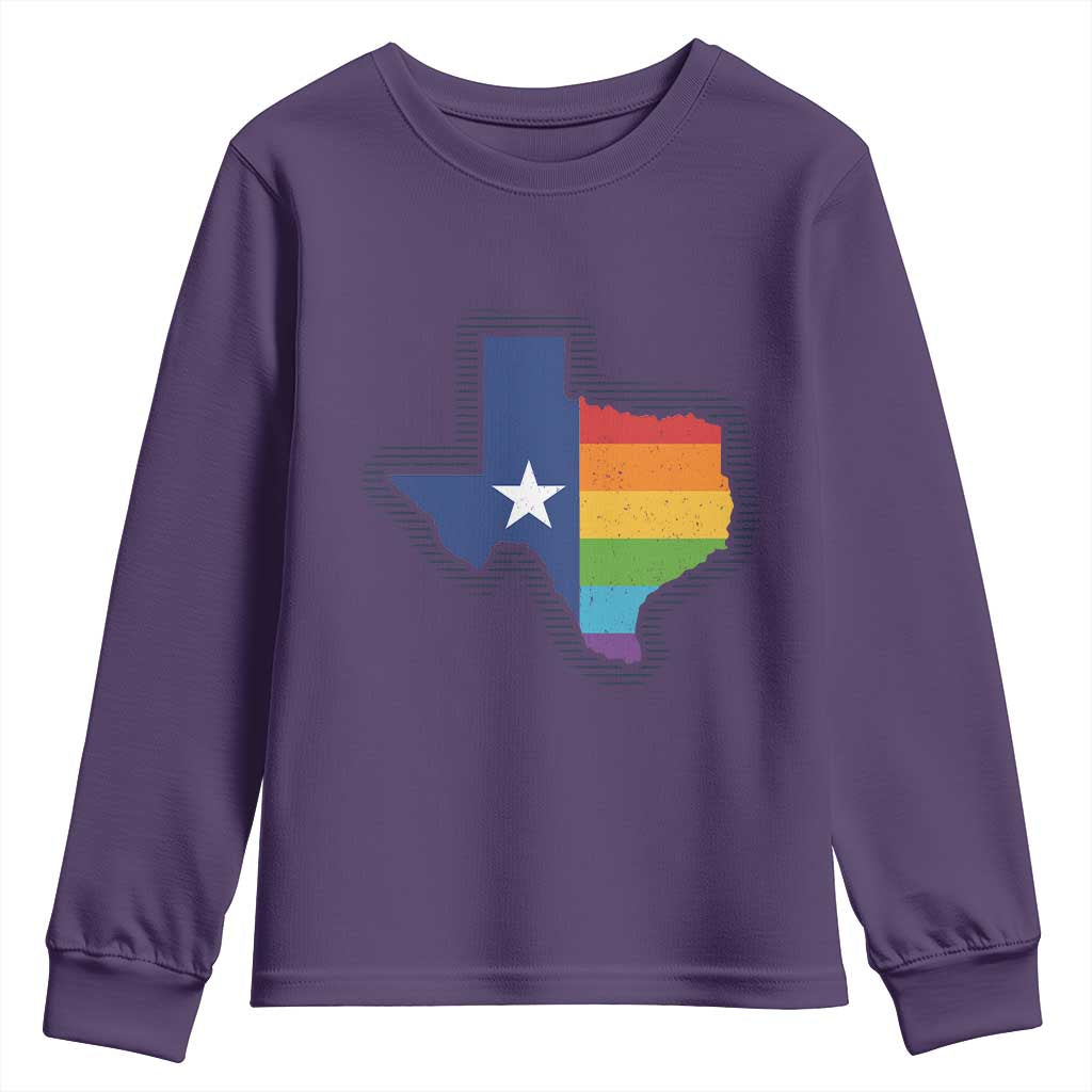LGBTQ Texas State Flag Youth Sweatshirt TS10 Purple Print Your Wear