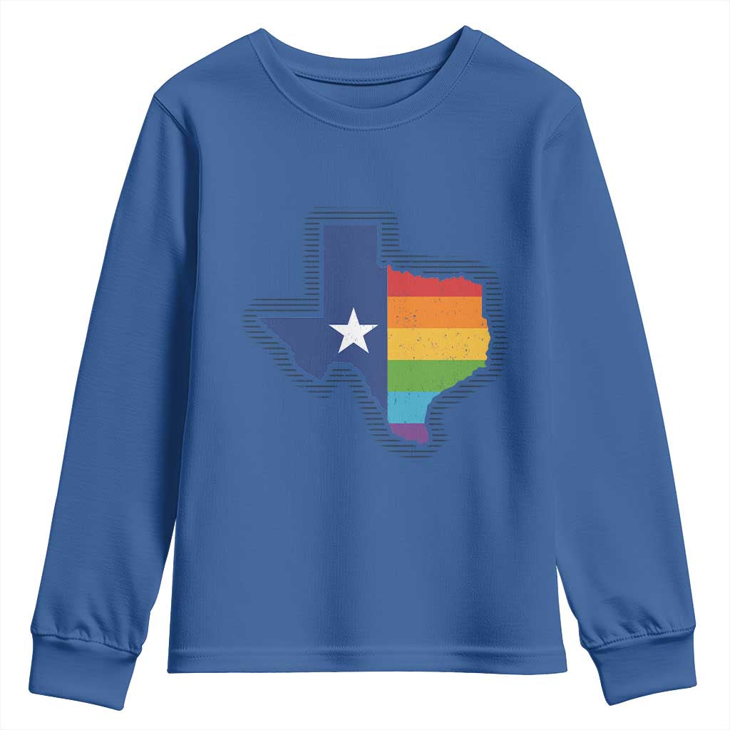 LGBTQ Texas State Flag Youth Sweatshirt TS10 Royal Blue Print Your Wear