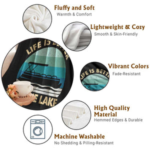 Funny Lake Life Throw Blanket Vintage Life is Better at The Lake Pontoon Boat TS10 Print Your Wear