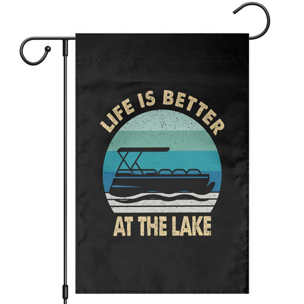 Funny Lake Life Garden Flag Vintage Life is Better at The Lake Pontoon Boat TS10 Black Print Your Wear
