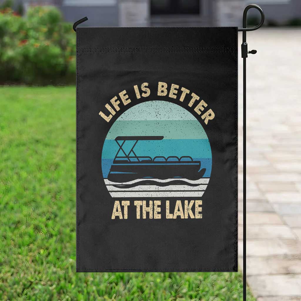 Funny Lake Life Garden Flag Vintage Life is Better at The Lake Pontoon Boat TS10 Print Your Wear