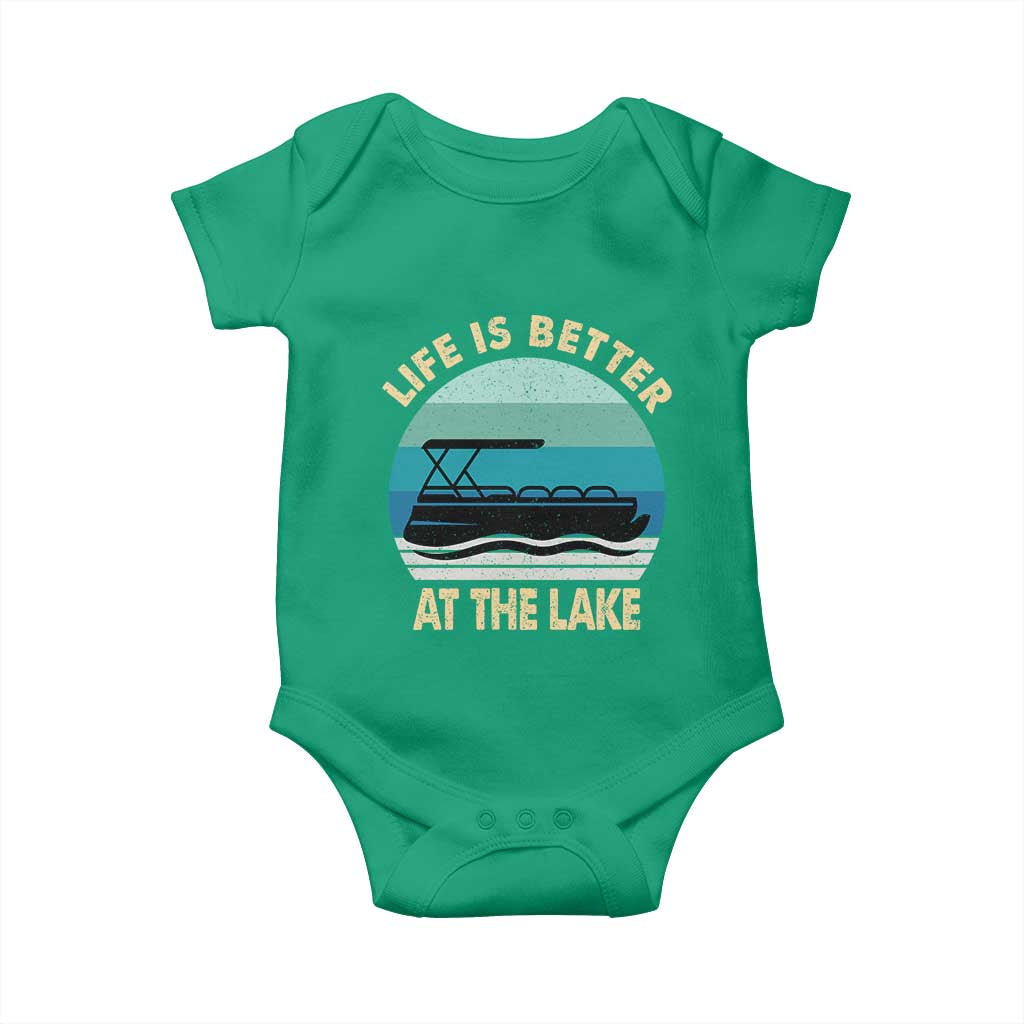 Funny Lake Life Baby Onesie Vintage Life is Better at The Lake Pontoon Boat TS10 Irish Green Print Your Wear