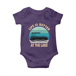 Funny Lake Life Baby Onesie Vintage Life is Better at The Lake Pontoon Boat TS10 Purple Print Your Wear