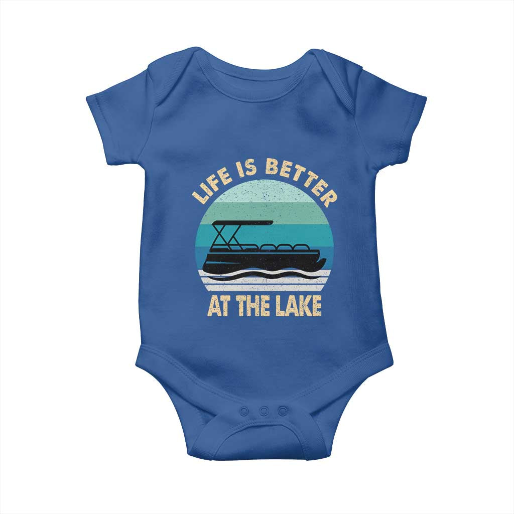 Funny Lake Life Baby Onesie Vintage Life is Better at The Lake Pontoon Boat TS10 Royal Blue Print Your Wear
