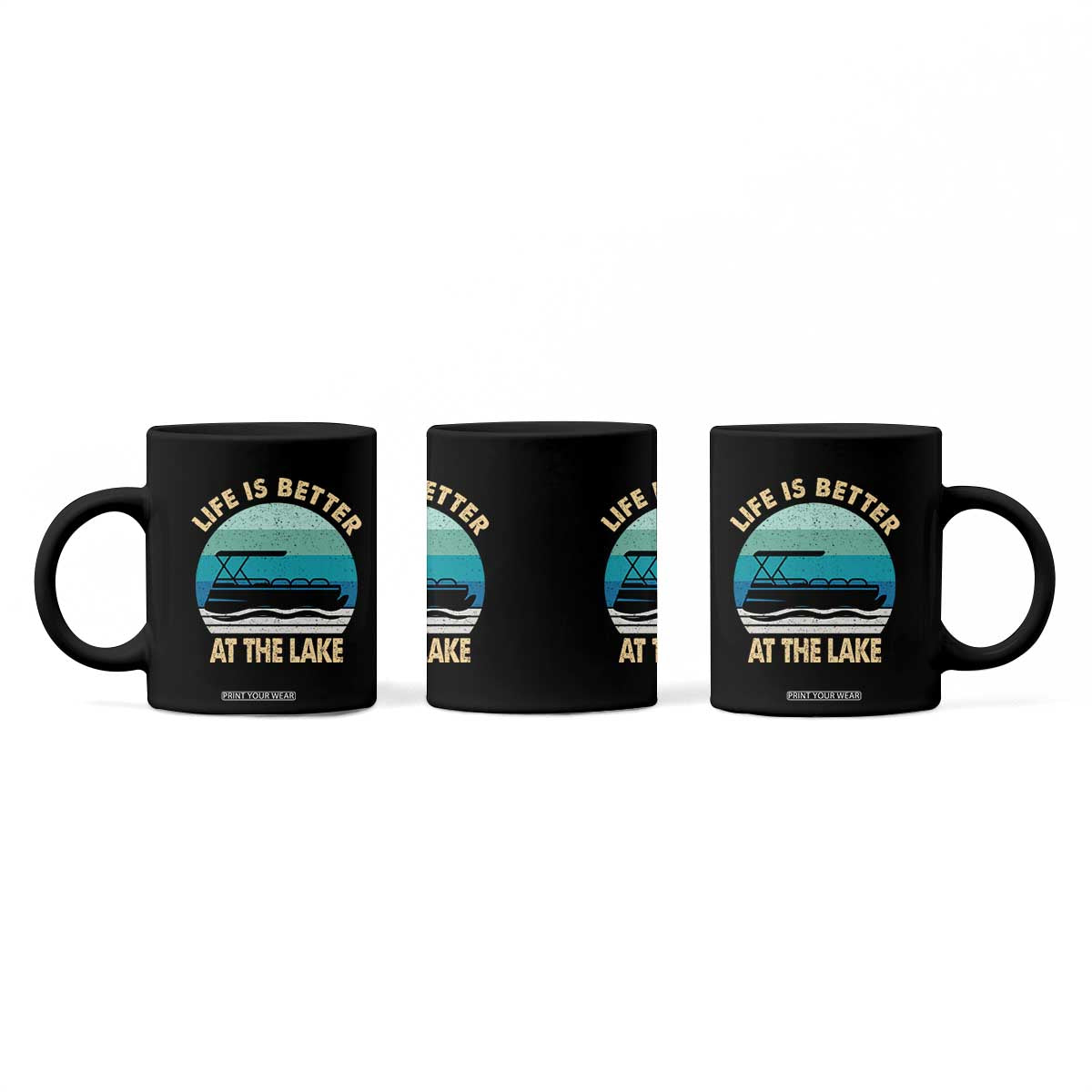 Funny Lake Life Coffee Mug Vintage Life is Better at The Lake Pontoon Boat TS10 Print Your Wear