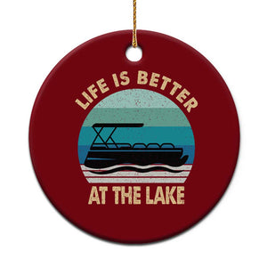 Funny Lake Life Ceramic Ornament Vintage Life is Better at The Lake Pontoon Boat TS10 1pc Red Print Your Wear