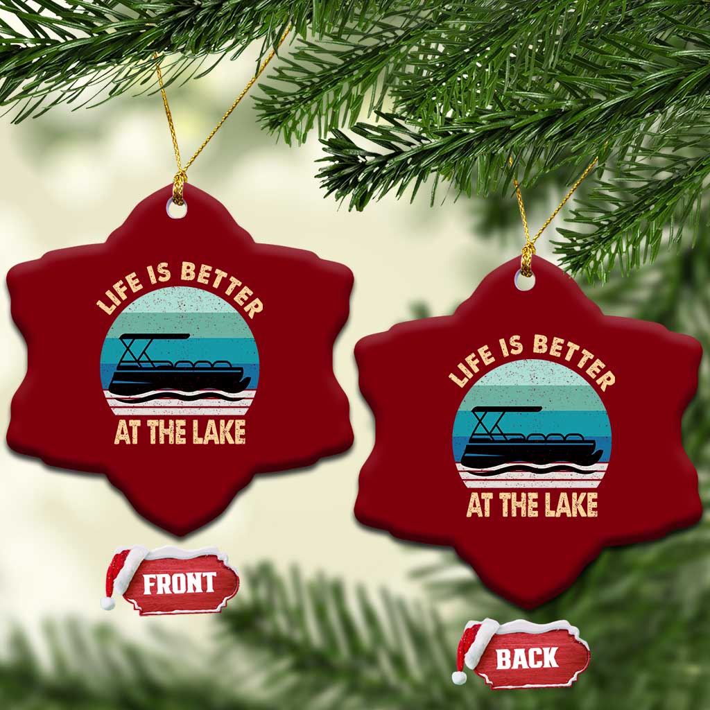 Funny Lake Life Ceramic Ornament Vintage Life is Better at The Lake Pontoon Boat TS10 Print Your Wear