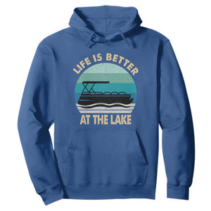 Funny Lake Life Hoodie Vintage Life is Better at The Lake Pontoon Boat TS10 Royal Blue Print Your Wear