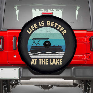 Funny Lake Life Spare Tire Cover Vintage Life is Better at The Lake Pontoon Boat TS10 Black Print Your Wear