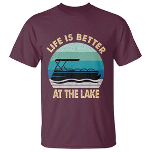 Funny Lake Life T Shirt Vintage Life is Better at The Lake Pontoon Boat TS10 Maroon Print Your Wear