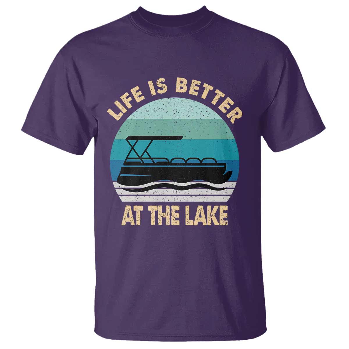 Funny Lake Life T Shirt Vintage Life is Better at The Lake Pontoon Boat TS10 Purple Print Your Wear