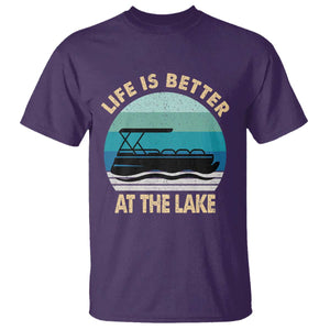 Funny Lake Life T Shirt Vintage Life is Better at The Lake Pontoon Boat TS10 Purple Print Your Wear