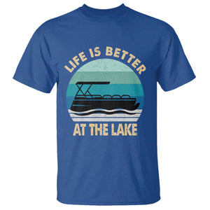 Funny Lake Life T Shirt Vintage Life is Better at The Lake Pontoon Boat TS10 Royal Blue Print Your Wear