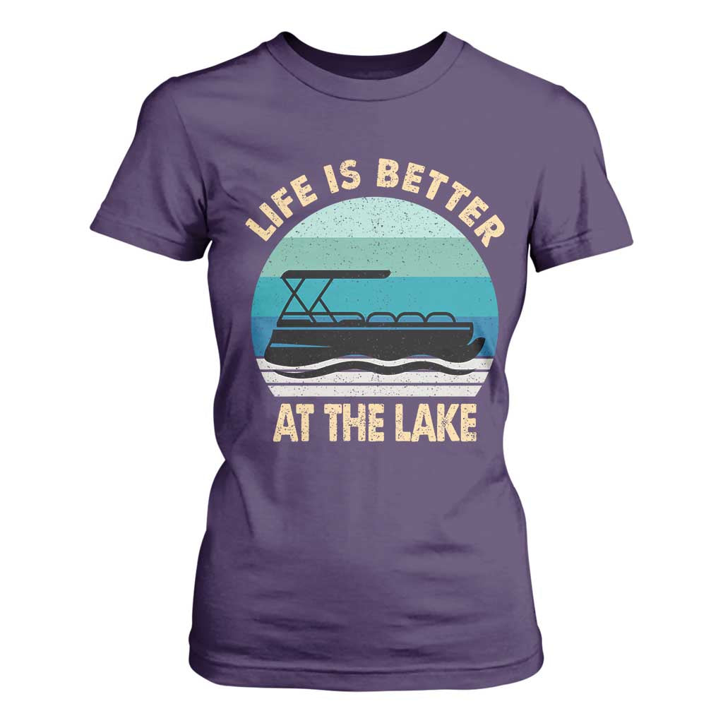 Funny Lake Life T Shirt For Women Vintage Life is Better at The Lake Pontoon Boat TS10 Purple Print Your Wear