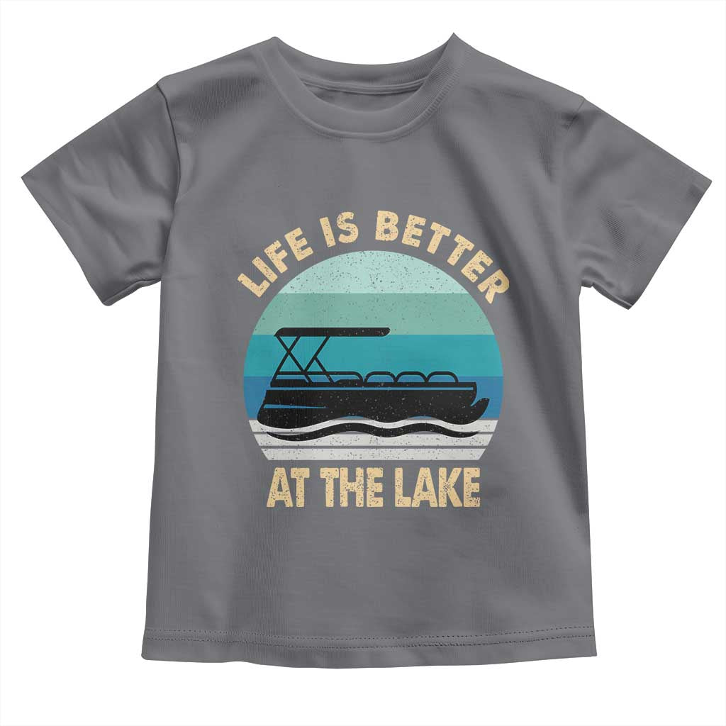 Funny Lake Life Toddler T Shirt Vintage Life is Better at The Lake Pontoon Boat TS10 Charcoal Print Your Wear