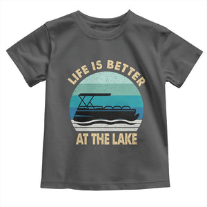 Funny Lake Life Toddler T Shirt Vintage Life is Better at The Lake Pontoon Boat TS10 Dark Heather Print Your Wear