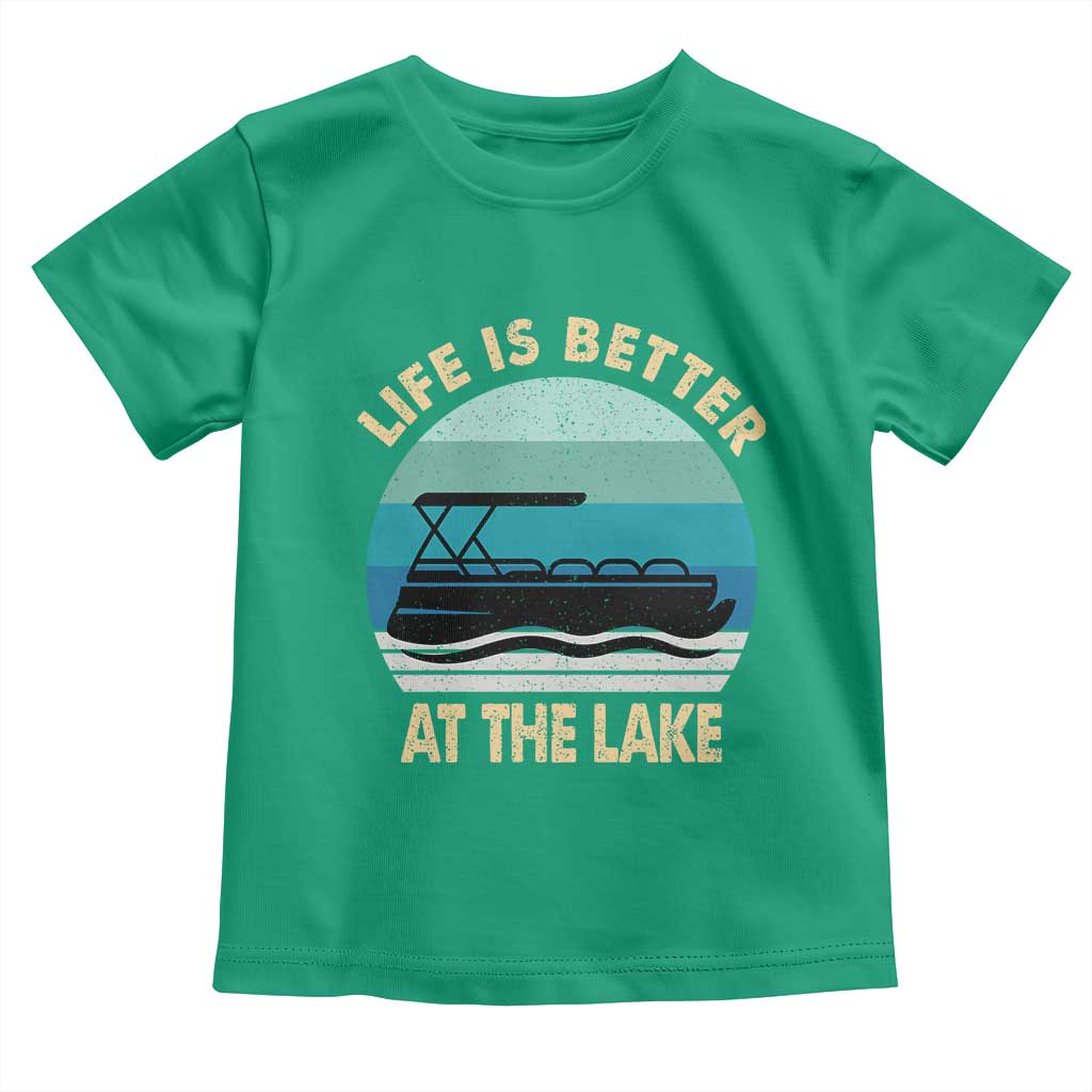 Funny Lake Life Toddler T Shirt Vintage Life is Better at The Lake Pontoon Boat TS10 Irish Green Print Your Wear