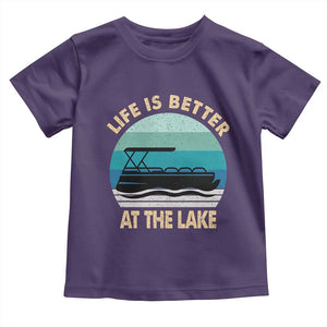Funny Lake Life Toddler T Shirt Vintage Life is Better at The Lake Pontoon Boat TS10 Purple Print Your Wear