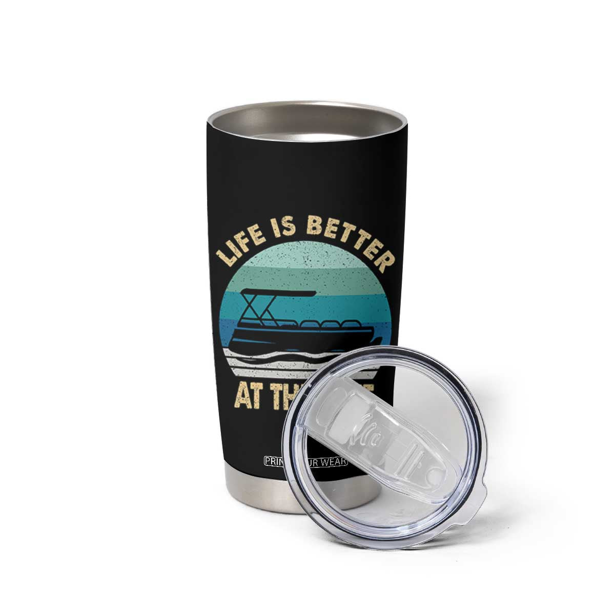 Funny Lake Life Tumbler Cup Vintage Life is Better at The Lake Pontoon Boat TS10 Print Your Wear