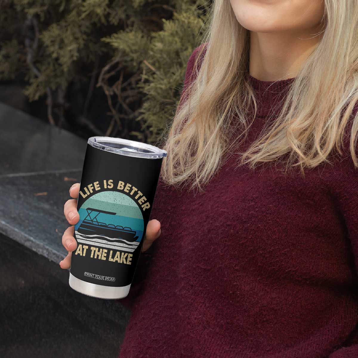 Funny Lake Life Tumbler Cup Vintage Life is Better at The Lake Pontoon Boat TS10 Print Your Wear