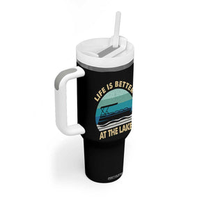 Funny Lake Life Tumbler With Handle Vintage Life is Better at The Lake Pontoon Boat TS10 Print Your Wear