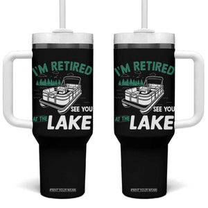 Im Retired See You At The Lake Tumbler With Handle Funny Retirement Gifts Lake Lover Gifts TS10 One Size: 40 oz Black Print Your Wear