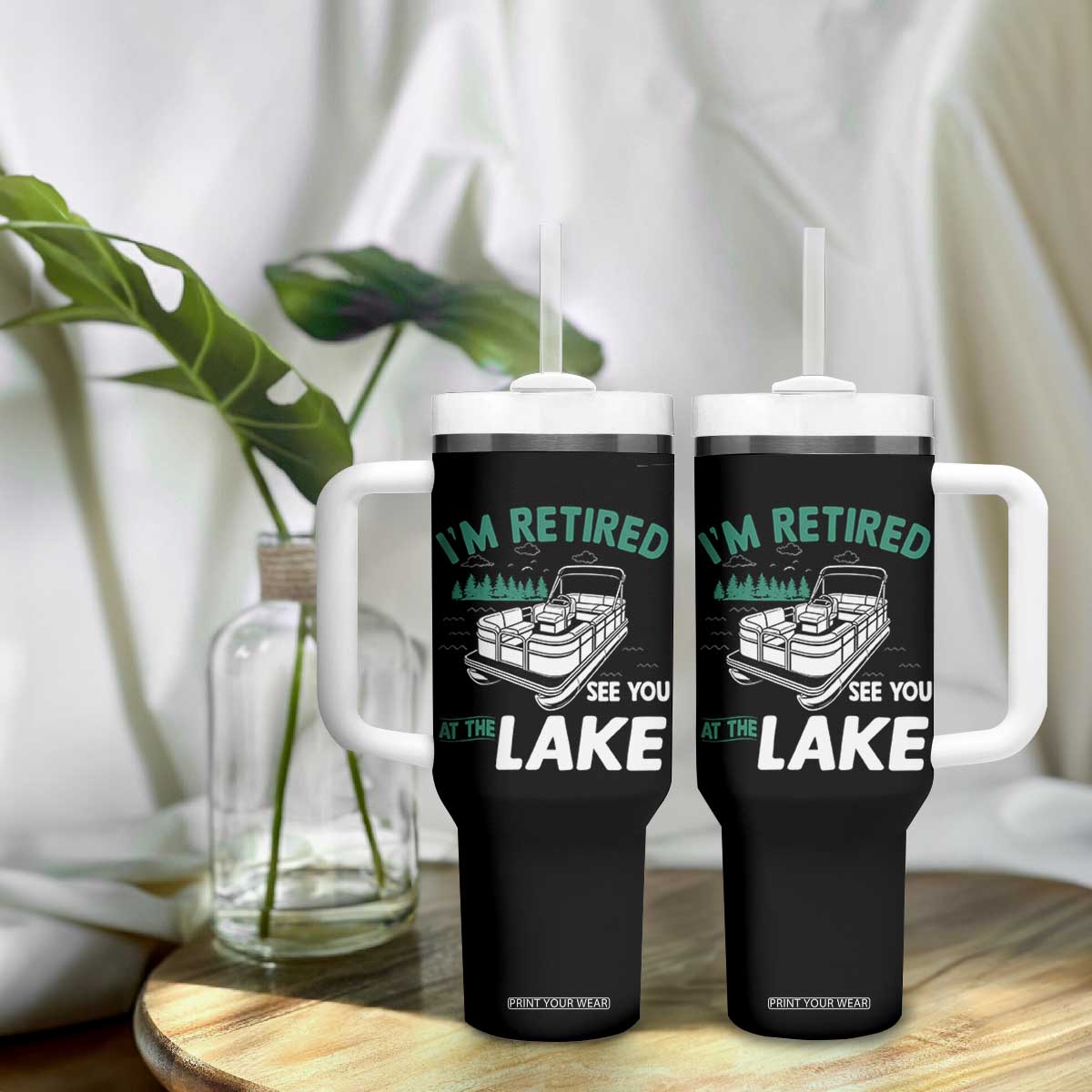 Im Retired See You At The Lake Tumbler With Handle Funny Retirement Gifts Lake Lover Gifts TS10 Print Your Wear
