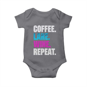 Funny Lake Life Baby Onesie Coffee Lake Wine Repeat TS10 Charcoal Print Your Wear