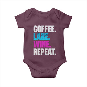Funny Lake Life Baby Onesie Coffee Lake Wine Repeat TS10 Maroon Print Your Wear