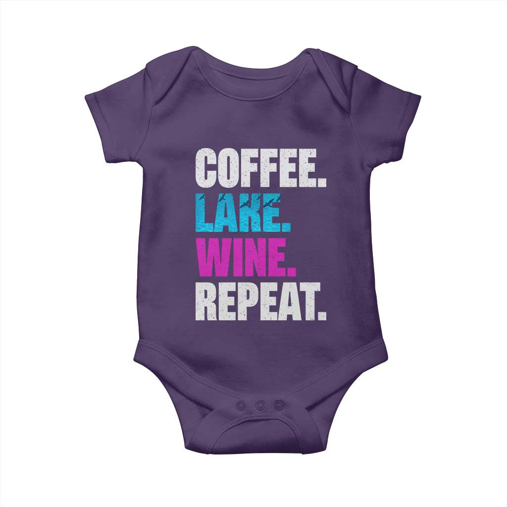 Funny Lake Life Baby Onesie Coffee Lake Wine Repeat TS10 Purple Print Your Wear