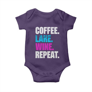 Funny Lake Life Baby Onesie Coffee Lake Wine Repeat TS10 Purple Print Your Wear