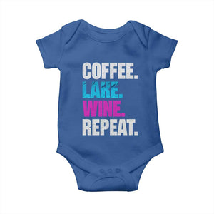 Funny Lake Life Baby Onesie Coffee Lake Wine Repeat TS10 Royal Blue Print Your Wear